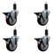 Service Caster 4'' Maroon Poly Swivel 1-1/4'' Expanding Stem Caster Set with Brake, 4PK SCC-EX20S414-PPUB-MRN-PLB-114-4 - alternate 1